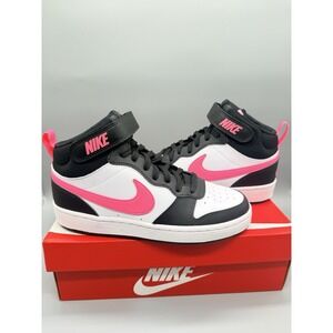 Nike Court Borough Mid 2 Sneakers Girls Size 7Y Black/Sunset Pulse NIB